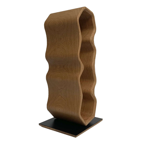 Botellero hecho a mano de roble AWRY 2.0, puesto de vinos para 4 botellasRoble.Store