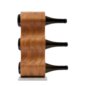 NordicStory Botellero hecho a mano de roble SLIM, puesto de vinos para 3 botellas