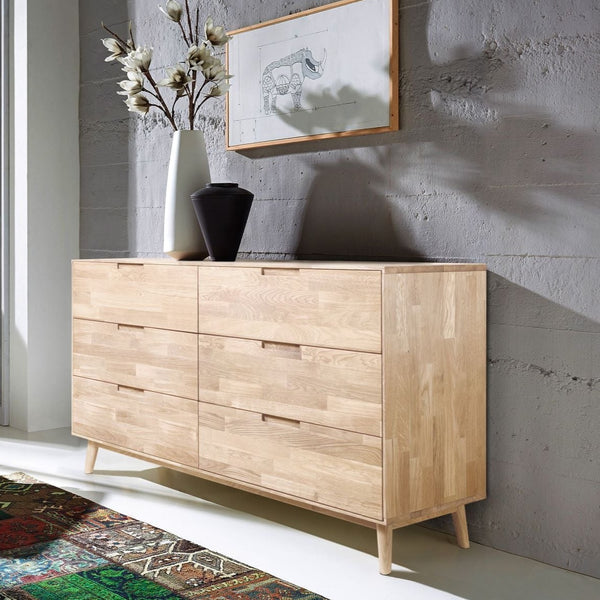 NordicStory Aparador Cómoda de madera maciza roble Escandi 4 160 x 45 x 84,5 cm.
