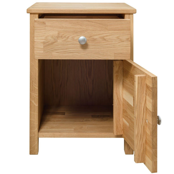 NordicStory Mesa auxiliar de madera maciza roble mesita de noche natural 