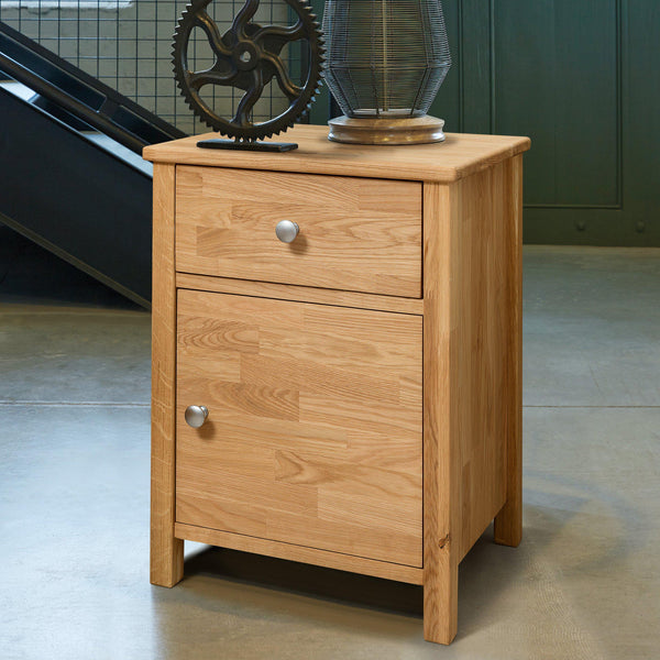 NordicStory Mesa auxiliar de madera maciza roble mesita de noche natural 