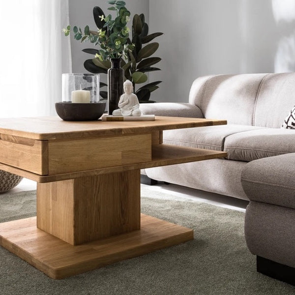 NordicStory Mesa de centro de madera maciza de roble 