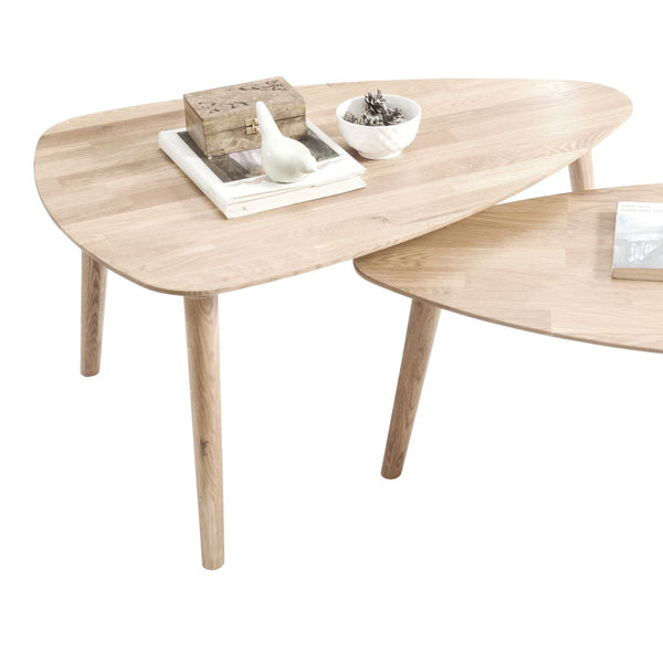 NordicStory Mesa de centro apiable madera maciza de roble