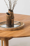 NordicStory Mesa de comedor de madera maciza de roble extensible redonda