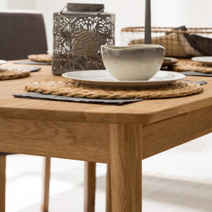 NordicStory Mesa de comedor rectangular y extensible de madera maciza de roble Escandi