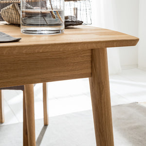 NordicStory Mesa de comedor rectangular y extensible de madera maciza de roble Escandi