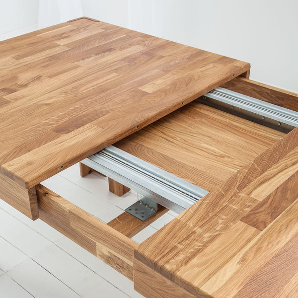 NordicStory Mesa de comedor extensible de madera maciza de roble