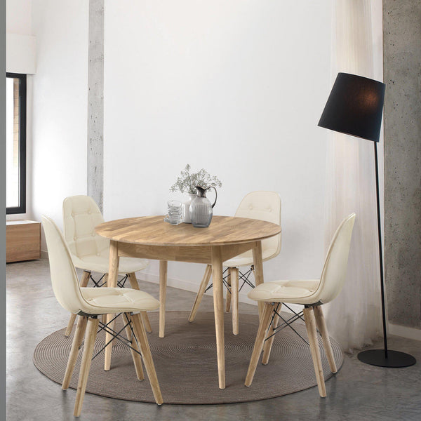 NordicStory Mesa redonda de comedor de madera maciza de roble 