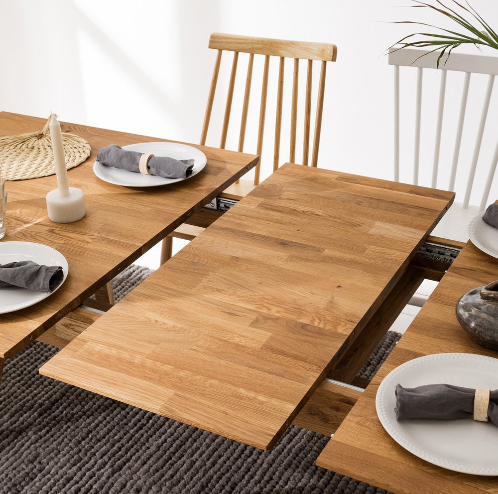 Rectangular extendable dining table in solid oak Escandi | NordicStory