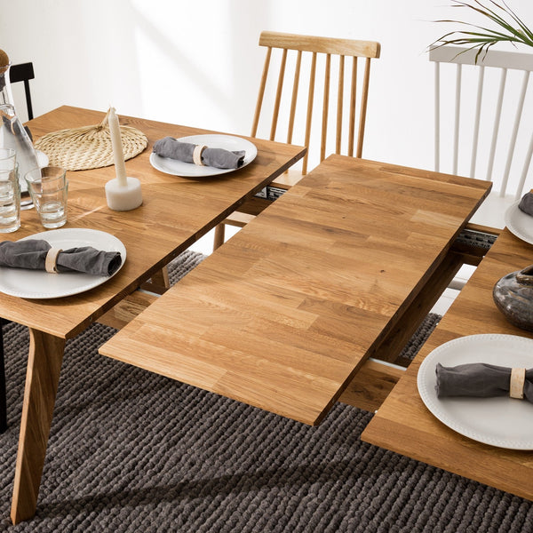 Mesa extensible de comedor de madera maciza de roble Harold | NordicStory