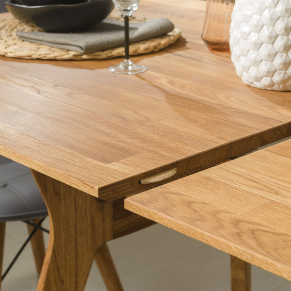 NordicStory Mesa extensible de comedor de madera maciza de roble