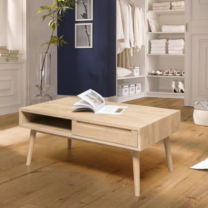 NordicStory Mesa de centro de madera maciza de roble