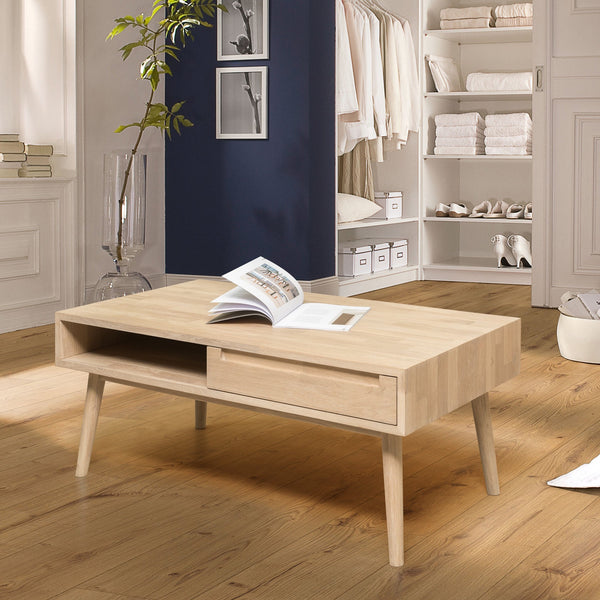 NordicStory Mesa de centro de madera maciza de roble