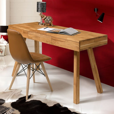 NordicStory Mesa escritorio de madera maciza de roble "Einstein I" 140 x 55 x 76 cm.