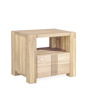 NordicStory Mesita de noche de madera maciza de roble
