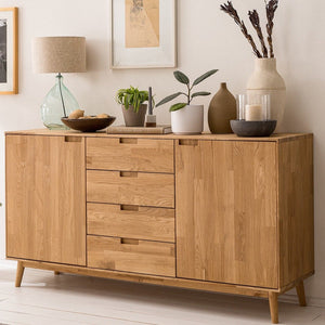 NordicStory Aparador Cómoda de madera maciza roble