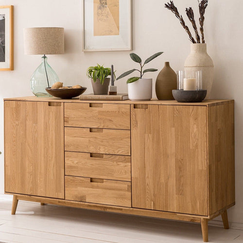 NordicStory Aparador Cómoda de madera maciza roble