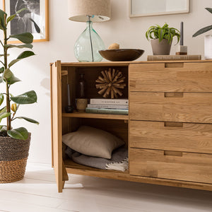 NordicStory Aparador Cómoda de madera maciza roble