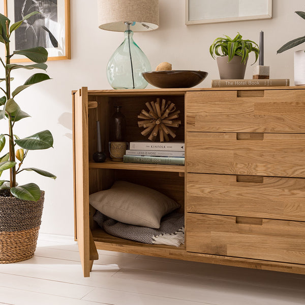 NordicStory Aparador Cómoda de madera maciza roble