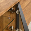 NordicStory Mueble de TV de madera maciza roble con patas de metal color negro Moritz
