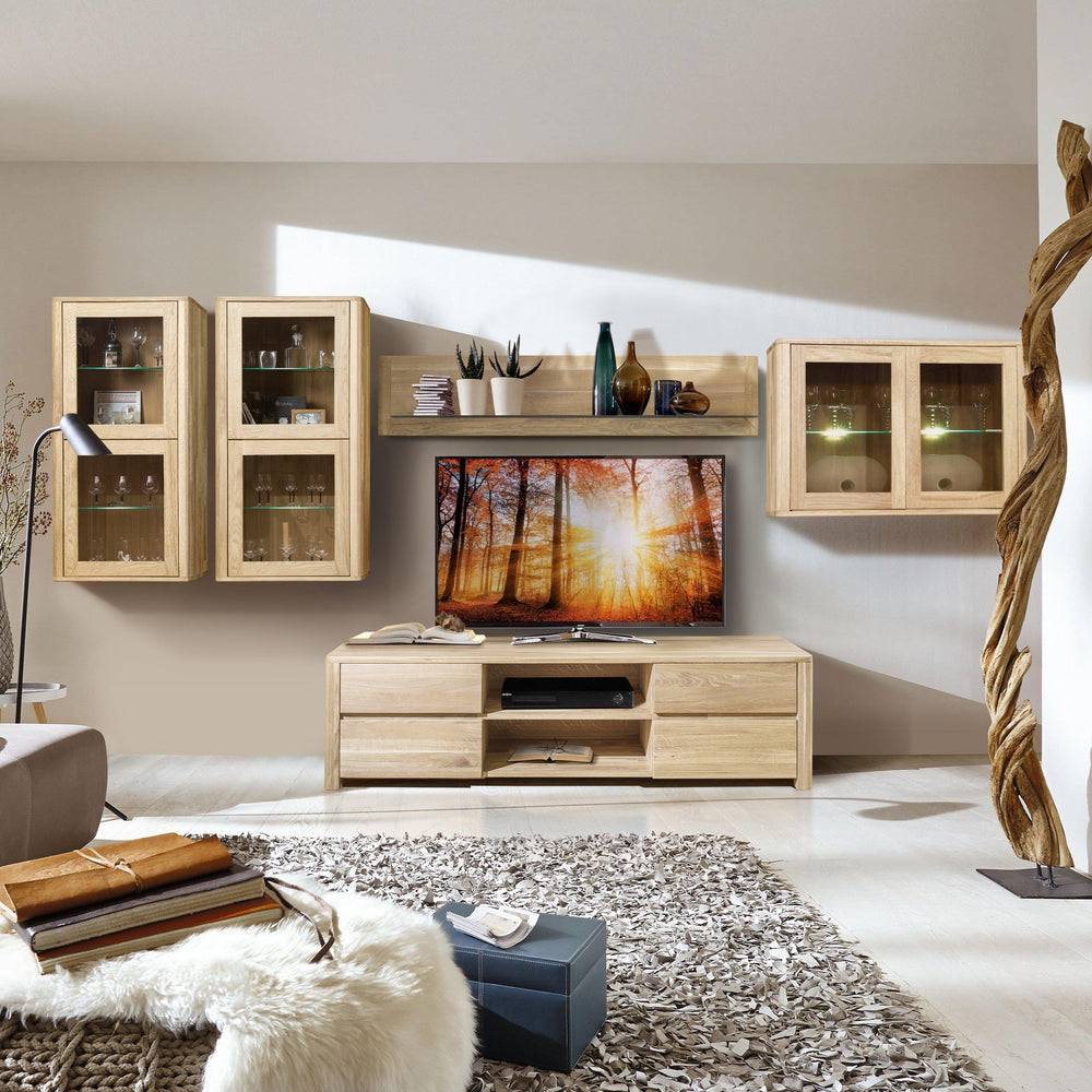 NordicStory Mueble de TV de madera maciza de roble
