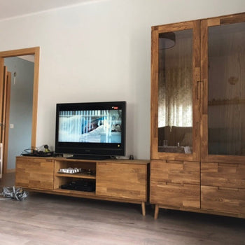 VESKOR Mueble TV de madera maciza roble Malmo nórdico escandinavo –