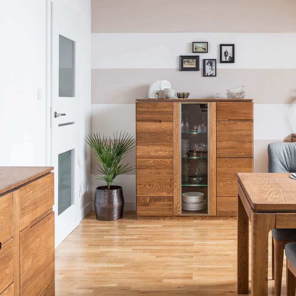 NordicStory Vitrina de madera maciza de roble 