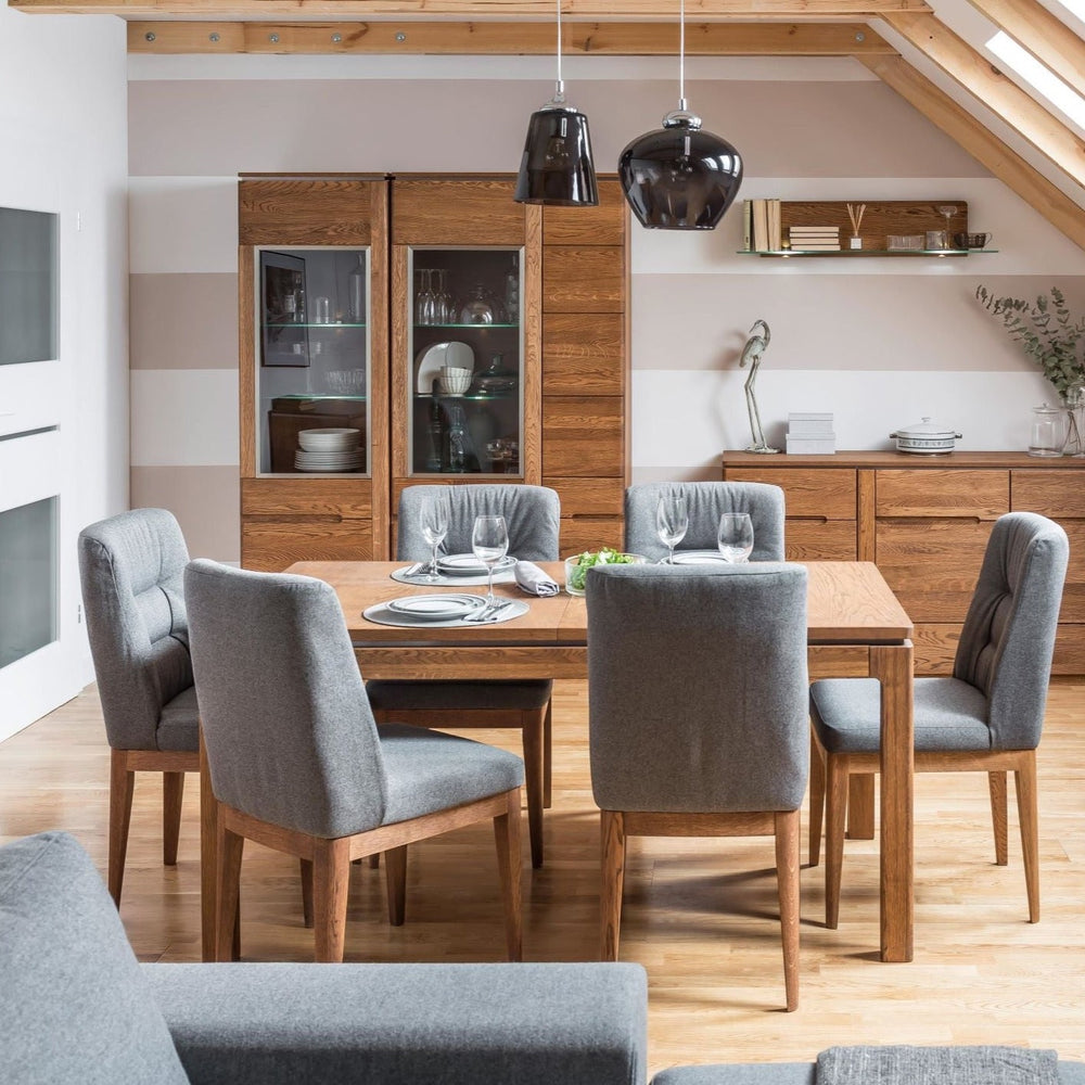 NordicStory Mesa de comedor extensible de madera maciza de roble