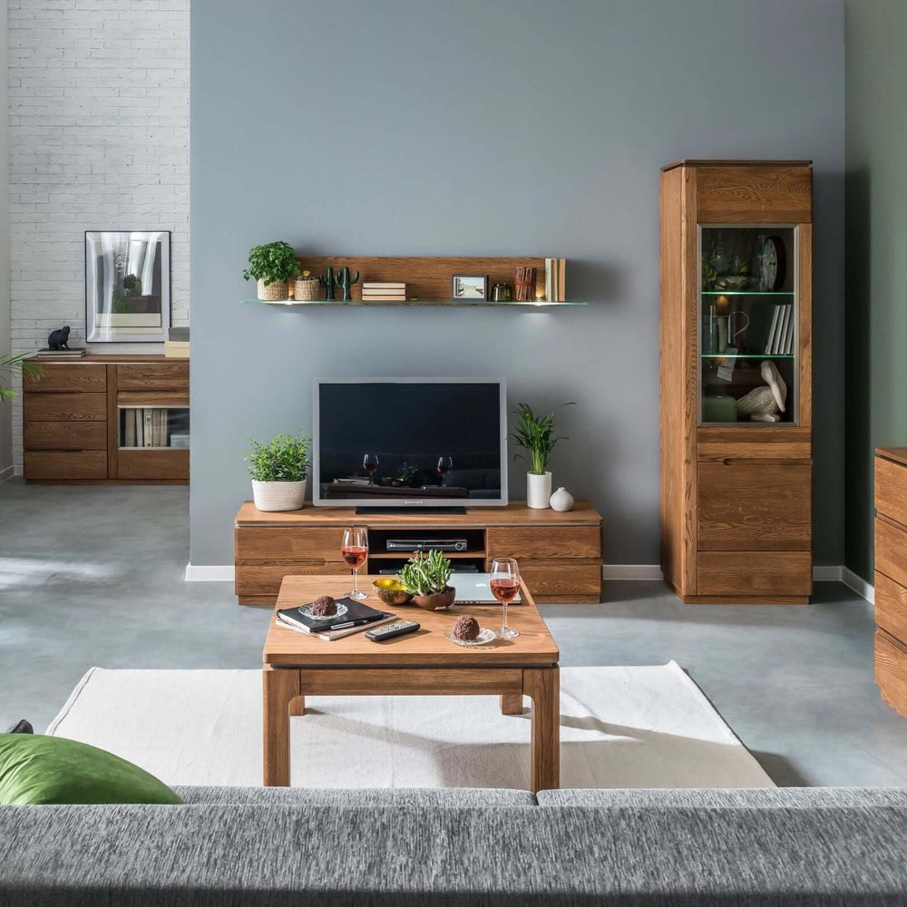 NordicStory Estante de pared de madera maciza de roble 