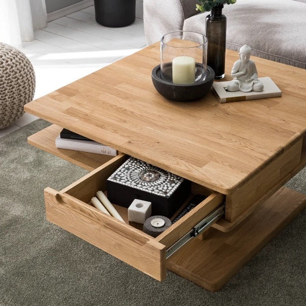 NordicStory Mesa de centro de madera maciza de roble 