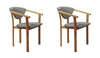 NordicStory Set de 2 sillas de comedor madera maciza roble con respaldo tapizado color gris