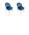 NordicStory Pack de 2 o 4 Sillas de Comedor Clara, Estructura de Madera Maciza de Roble, Tapizado en Color Azul Monako