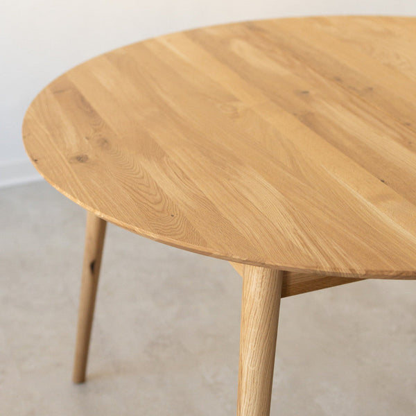 NordicStory Mesa de comedor redonda y extensible de madera maciza de roble 