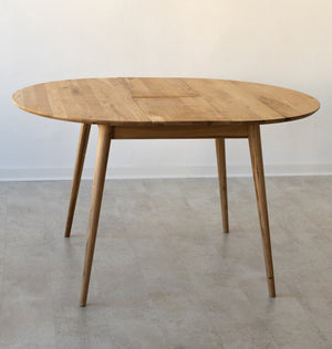 NordicStory Mesa de comedor redonda y extensible de madera maciza de roble Escandi 3 100-130 x 100 x 75 cm.  Media 1 of 20