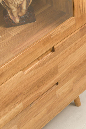 NordicStory Vitrina con Cristal de Madera Maciza Roble Nordico Retro 