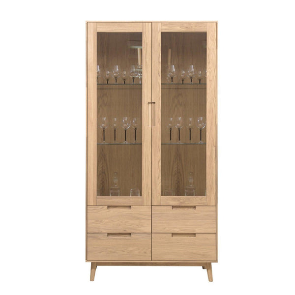 NordicStory Armario Vitrina de madera maciza de roble