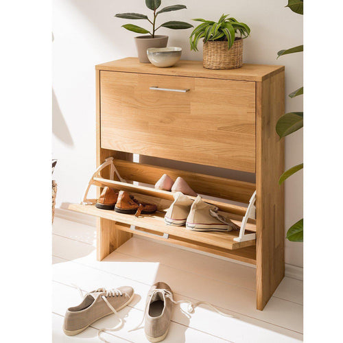 NordicStory Zapatero estrecho de roble madera maciza