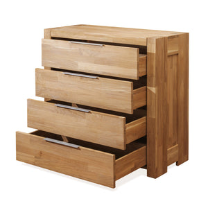  Cómoda de 4 cajones de madera de roble macizo estilo escandinavo 