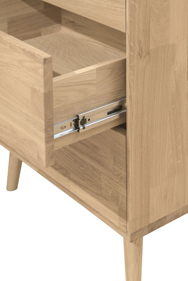 Cómoda alta de madera maciza de roble Escandi 6 NordicStory RobleStore