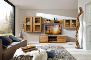 NordicStory armario de pared madera maciza roble almacenaje con cristal escandinavo 