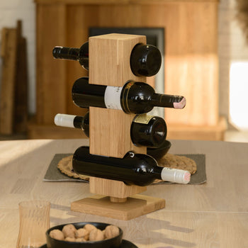 Botellero rústico de madera natural montado en la pared para 5 botellas