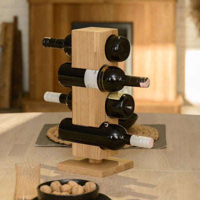 NordicStory Botellero de roble Alma, puesto de vinos para 4 botellas