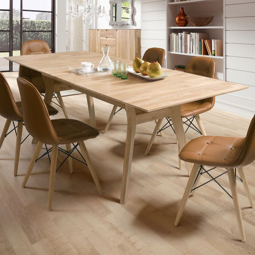NordicStory Mesa extensible de comedor de madera maciza de roble