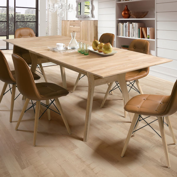 NordicStory Mesa extensible de comedor de madera maciza de roble