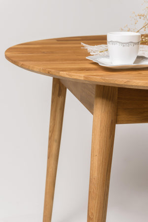 NordicStory Mesa redonda de comedor de madera maciza de roble 
