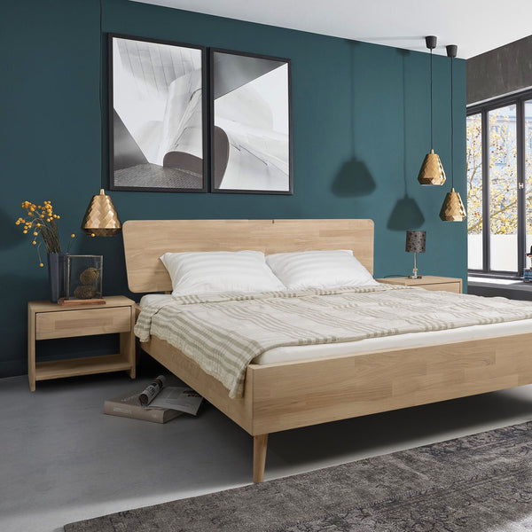 NordicStory Mesita de noche de madera maciza de roble