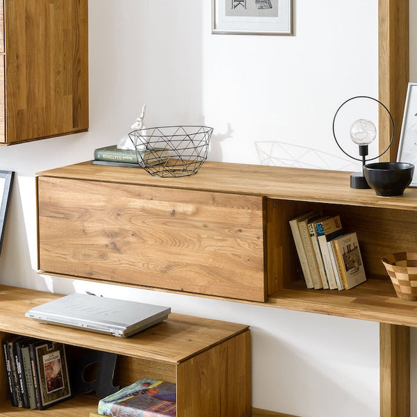 NordicStory Armario flotante de madera maciza de roble armario de pared