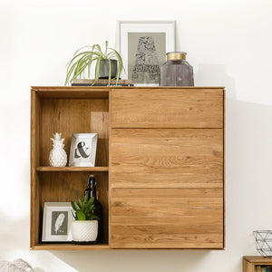 NordicStory Armario flotante de madera maciza de roble mueble para colgar
