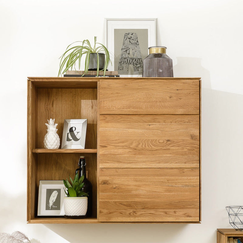 NordicStory Armario flotante de madera maciza de roble mueble para colgar