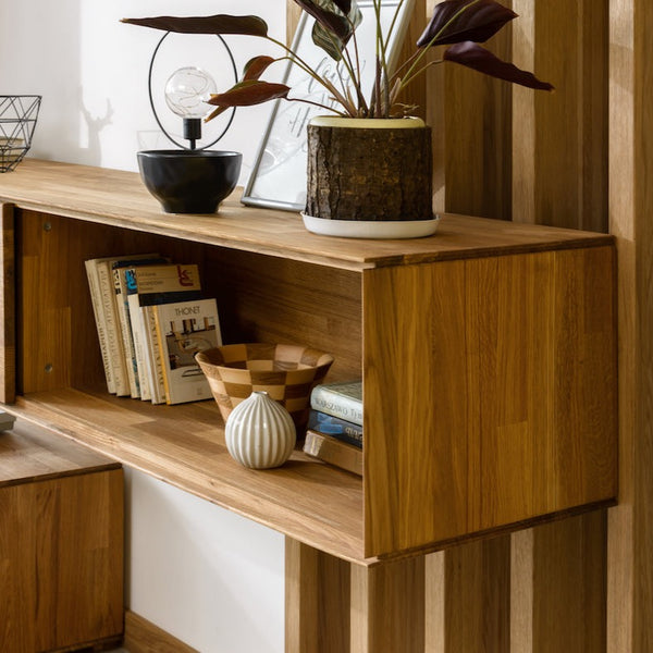 NordicStory Armario flotante de madera maciza de roble armario de pared